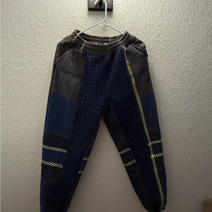 adidas Navy Jogger Pants with Yellow Stripes